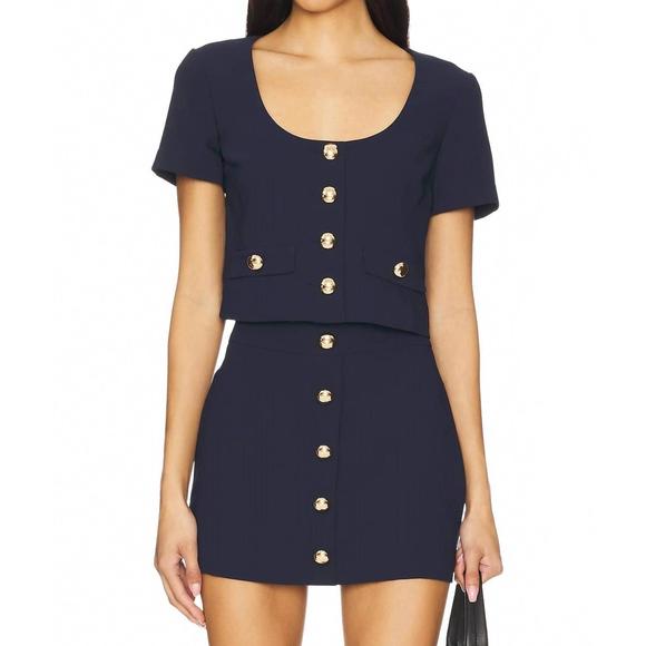 NEW AMANDA UPRICHARD benton button top in ink